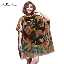 BelineRosa, женские платья размера плюс, зимний стиль, европейский стиль, с принтом, водолазка, горловина, рукав летучая мышь, мини платье, женское, TYW00673