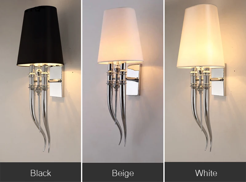 Modern Iron Claw Horn Cloth LED Wall Light Bedroom Bedside Wall Lamp Dining Living Room Wall Sconce Light Fixtures (4)