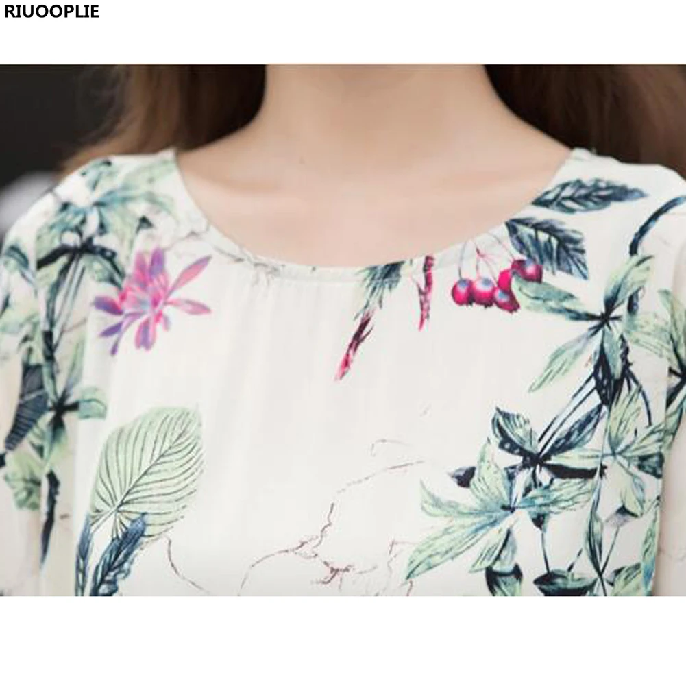 Riuooplie Для женщин хлопок белье летние свободные Blusa Mujer Vetement Рубашки для мальчиков Femme короткий рукав принт Топы корректирующие