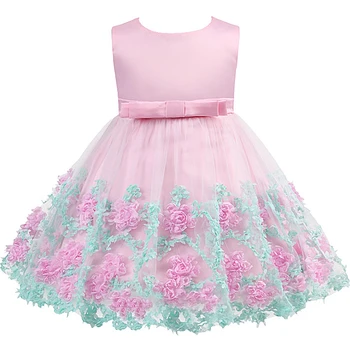 

Retail Flower EmbroideryPrincess Costume Baby Girl Dresses Summer Wedding Party Kids Dresses For Girls baby girl clothes 6282
