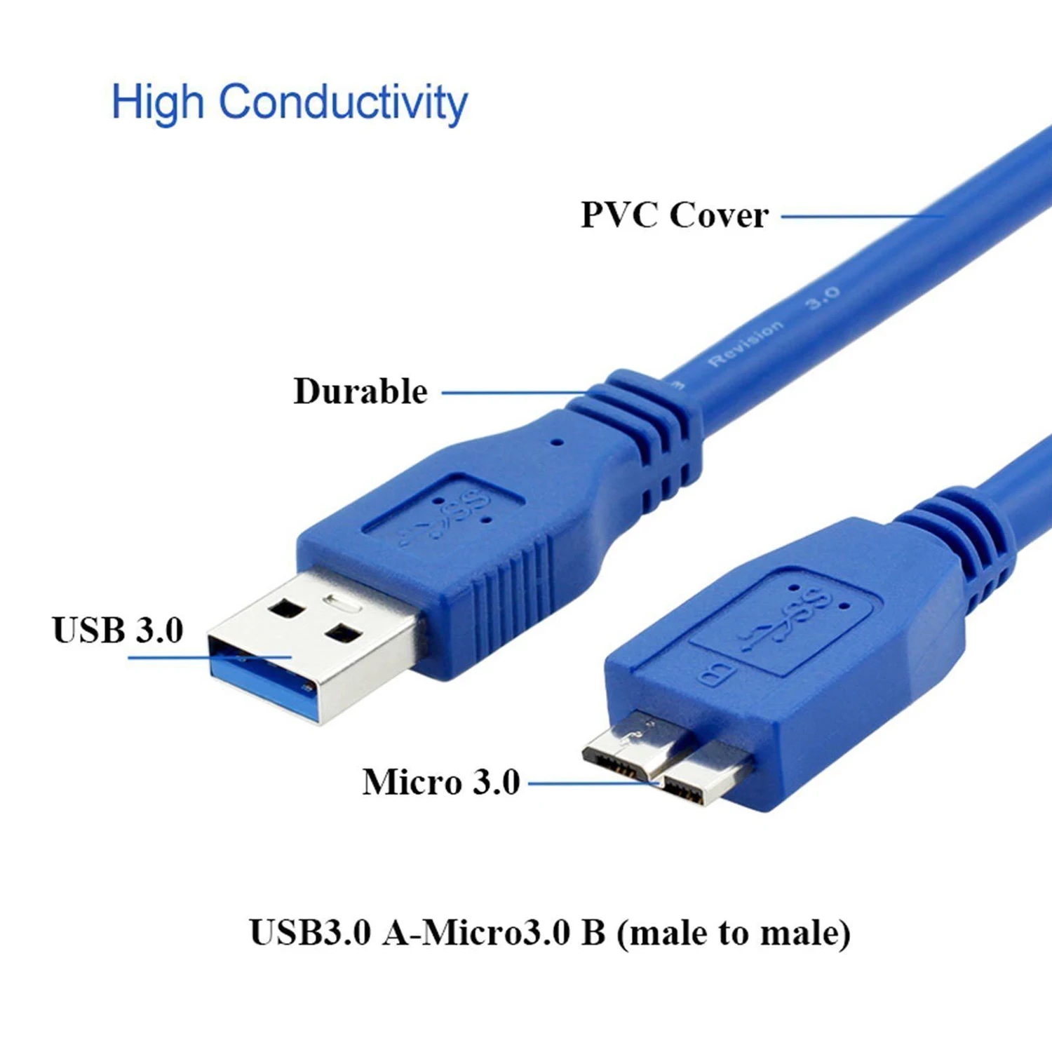 Кабель USB 3,0 A к Micro-type B для внешнего жесткого диска WD samsung
