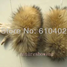 Для женщин Настоящее енотовидная собака ручной работы рукава/манжеты натуральный коричневый зимние