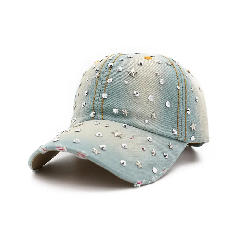 Light blue Летние Для женщин Бейсбол Кепки s Star Diamond ковбойская шляпа летом жесткая шляпа с завязками модные Женский козырек шляпа Для женщин солнца Кепки - Цвет: Light blue