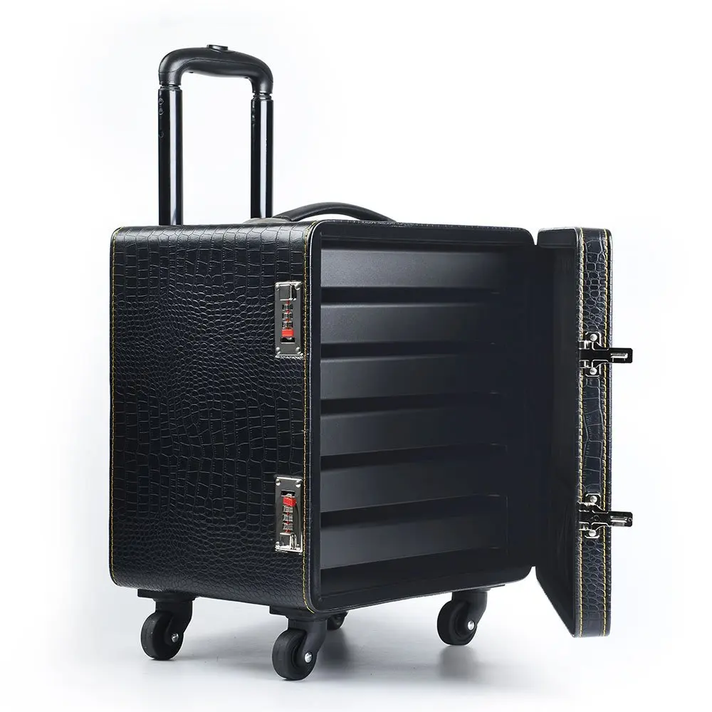 FANXI Jewelry Travel Cases Tra Draw-Bar Case Water Proof Abs Travel Case Pu Leather Jewelry Packing Case for Counter Exhibitor