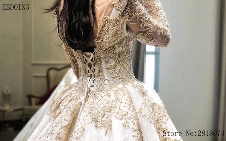 Vestidos De Novia бальное платье свадебное платье со шлейфом декольте длинный рукав Часовня Поезд кружево до невесты плюс размеры с кружево бисера