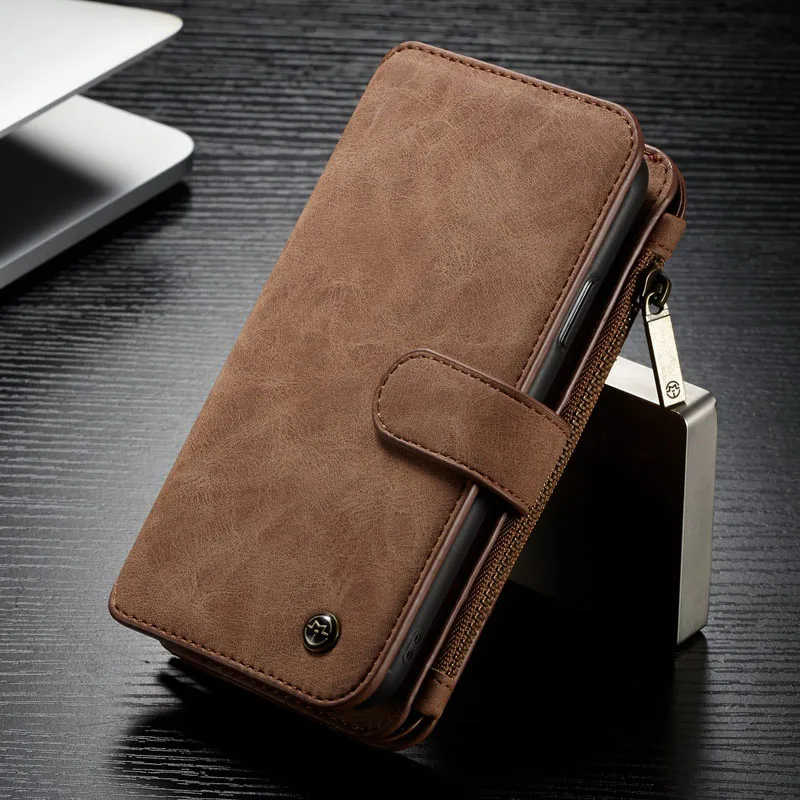 Brown Для iPhone XS X чехол для Apple откидной Чехол для бумажника кожаный чехол для iPhone 8 Plus 7 Plus слот для карт для телефона на магните с задней панели Чехол CaseMe черный - Цвет: Brown