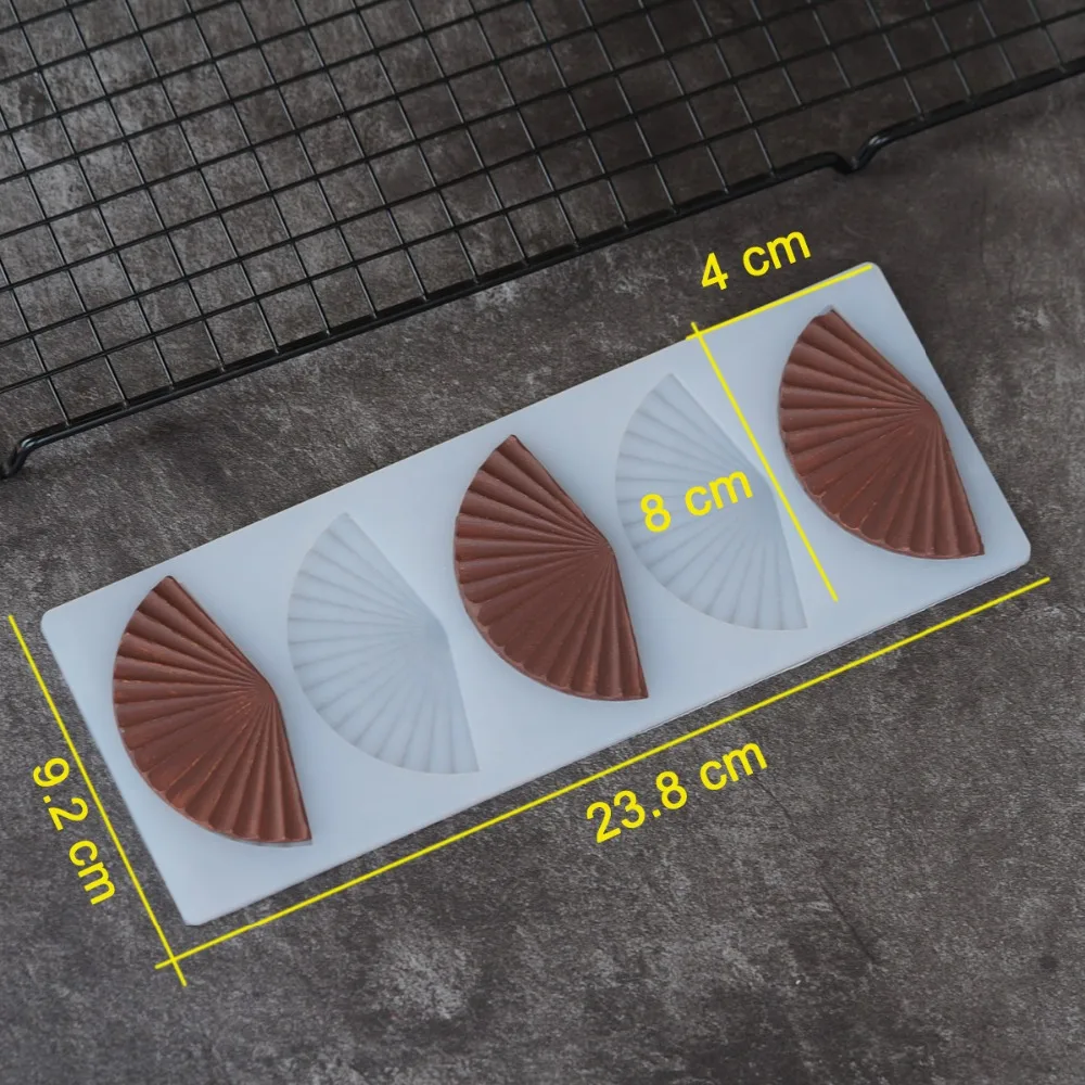 Fan Shape Silicone Mold Cake Decorating Tools Wavy Fan Shape Chocolate Transfer Sheet Baking Stencil Chablon