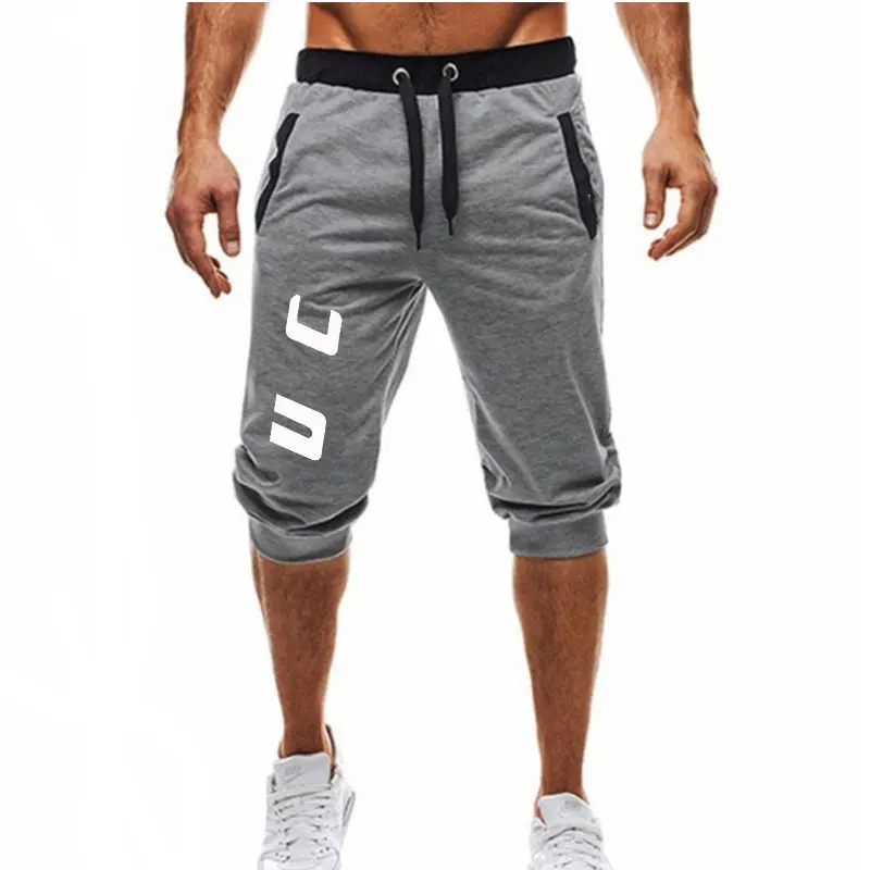 ligth gray Новые мужские шорты летние повседневные модные шорты спортивные штаны с принтом Шорты для фитнеса - Цвет: ligth gray
