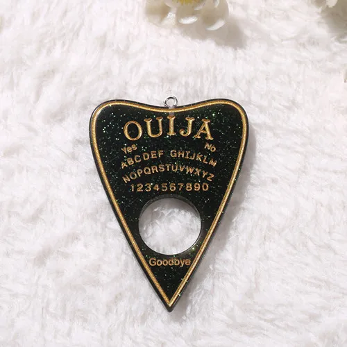 silver hook 10 шт. 42*60 мм Ouija Planchette Амулеты с плоской задней частью кабошоны из смолы блестящие аксессуары для ожерелья Кулон DIY - Окраска металла: silver hook