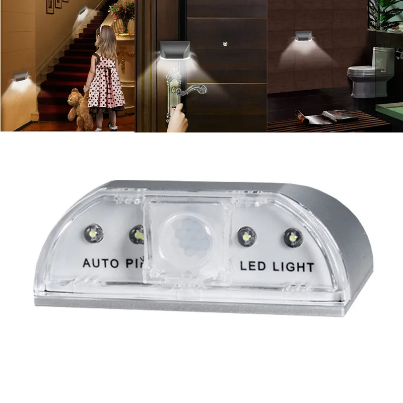 

1 Piece Night Light with 4 LED PIR Infrared Detection Motion Light Intelligent Auto PIR Door Lock Induction Lamp