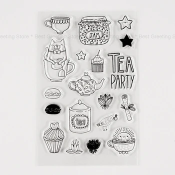 

fun tea party stuff stamps clear afternoon tea stamps bullet journal scrapbook stamps