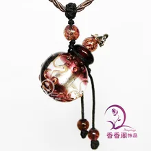 2pcs Murano Glass Perfume Necklace Baroque (with cord) vial  Aroma vials Crystal trinket pendant
