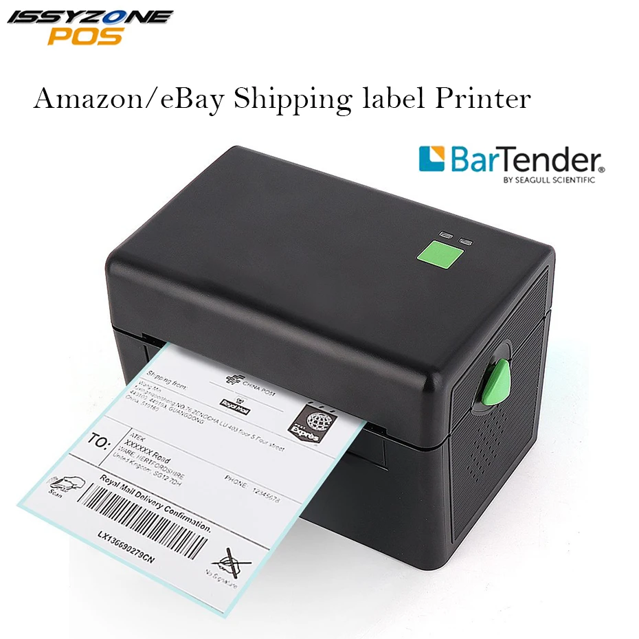 Issyzonepos 4 Inch Thermal Shipping Label Printer Sticker Barcode Printer Price Tag Maker 2D Barcode FREE Barcode Edit Software