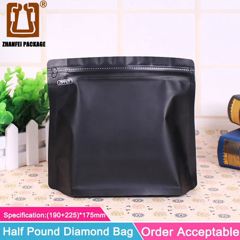 ZHANFEI 20 шт полфунт сумка с инкрустацией алюминиевая фольга kraft бумага ziplock трапециевидная сумка кофе чай еда сумки для хранения - Цвет: Black