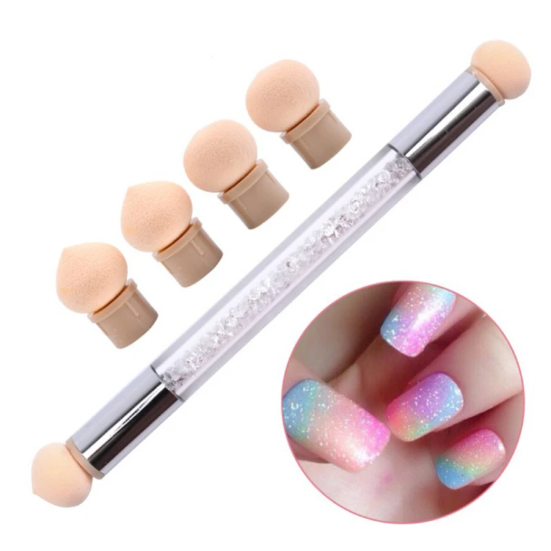 

Pro Reusable Double Gradient Sponge Nail Art Decor Brush Replaceable Blooming Printing UV Gel Nail Sponge DIY Sponge head