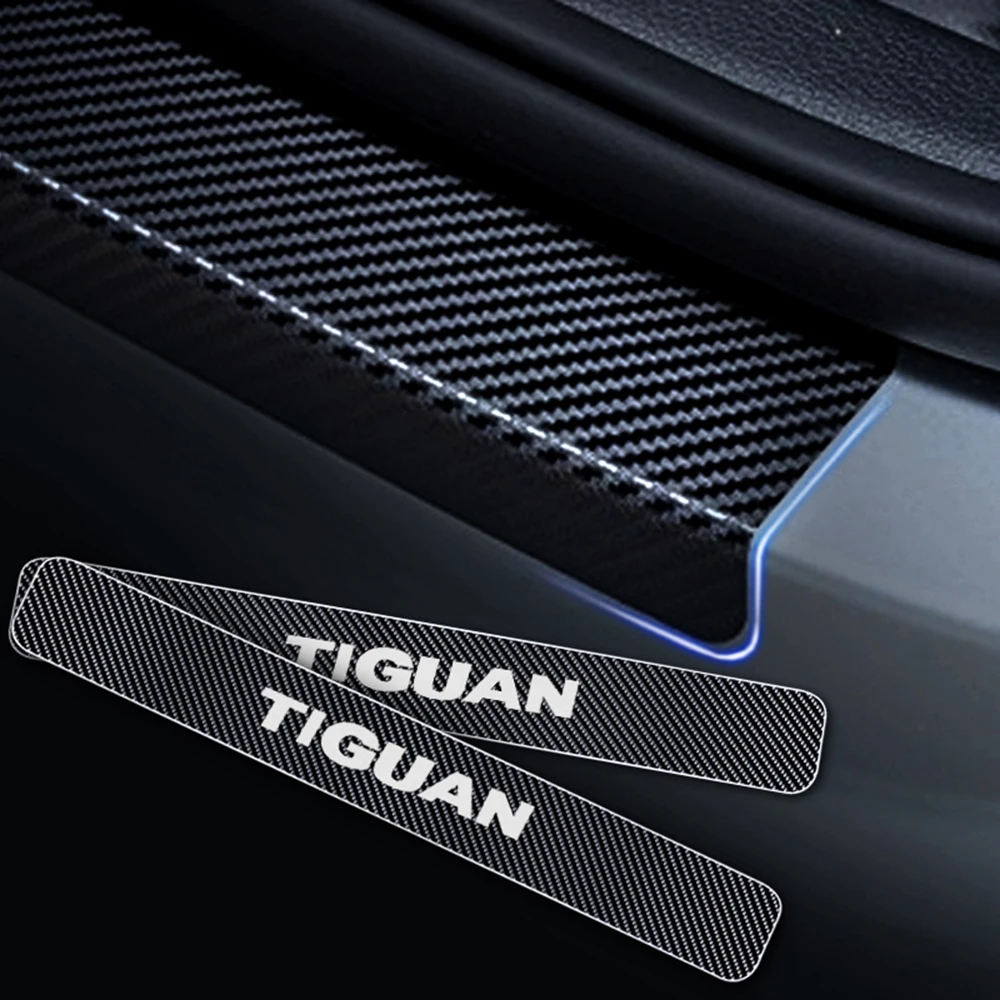 Для VW Tiguan 4D углеродное волокно Виниловый протектор двери автомобиля порог Накладка на дверь автомобиля Наклейка для порога авто аксессуары 4 шт