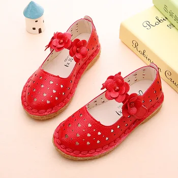

Kids Shoes Mini Melissa Shoes Soft Leather Hollow Out Bordered Flower Children Shoes Lace Princess Antiskid Flats to Baby Girls