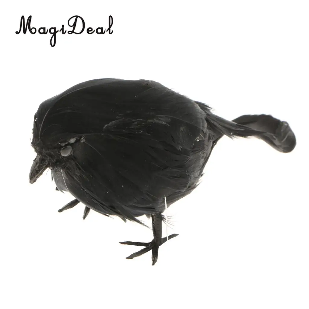 Lifelike Size Full Body Halloween Decoration Bird Fake Black Feathered Crows Ravens Indoor Outdoor Holiday Decor Ornament