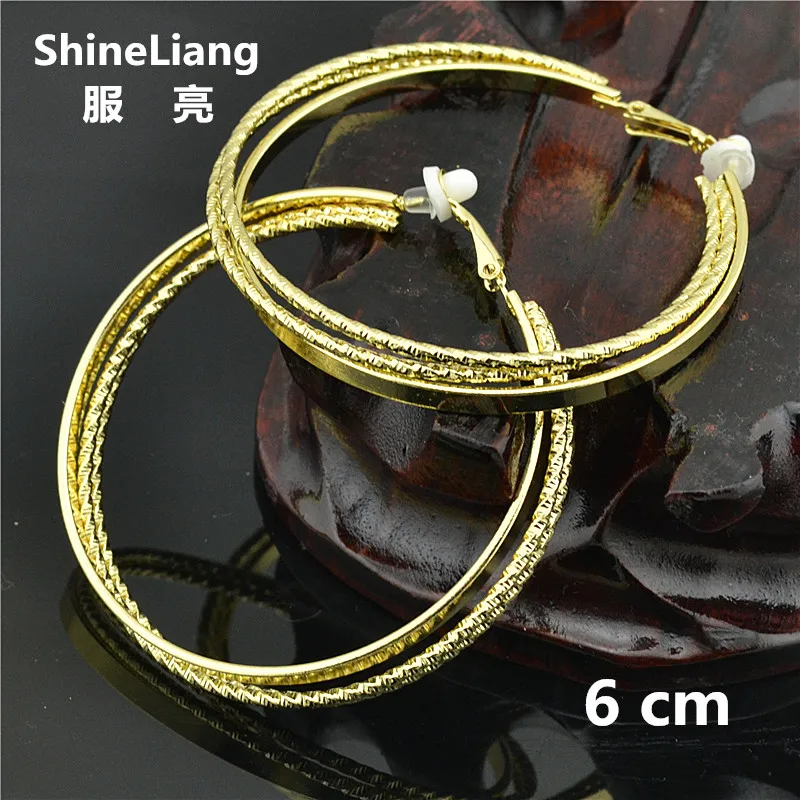 

2018 Big Circle Clip on the ear ring No ear hole Without piercing Earrings for women female fashion brand gold silver jewelry