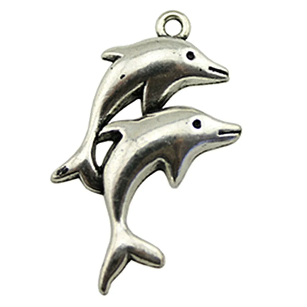 

WYSIWYG 10pcs 33x18mm 2 Dolphins Charm Pendants For Jewelry Making Antique Silver Dolphin Pendants Charm 2 Dolphins