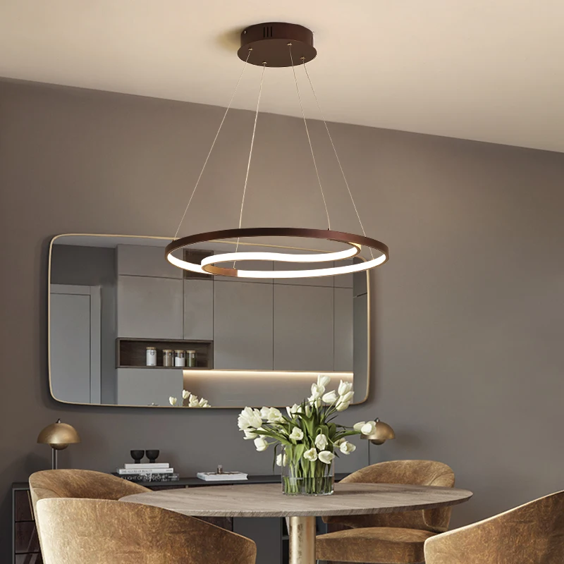 

NEO Gleam Round Coffee Color Modern led Pendant Lights For Dining Living Room Bar Kitchen Room Hanging Pendant Lamp Fixtures