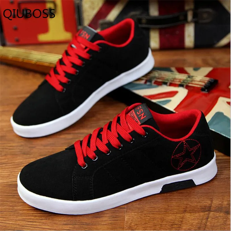 

QIUBOSS 2018 Men Canvas Shoes Spring and Autumn Lace-up Style Breathable Fashion Trend Youth Students Shoe casual shoes Q109