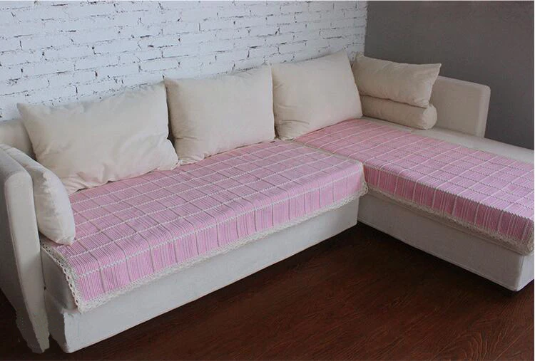 Pink 90 см Хлопковый чехол для дивана полотенце секторный Чехол диван полотенце противоскользящее двойное три сиденья покрывало для дивана домашний текстиль - Цвет: Pink