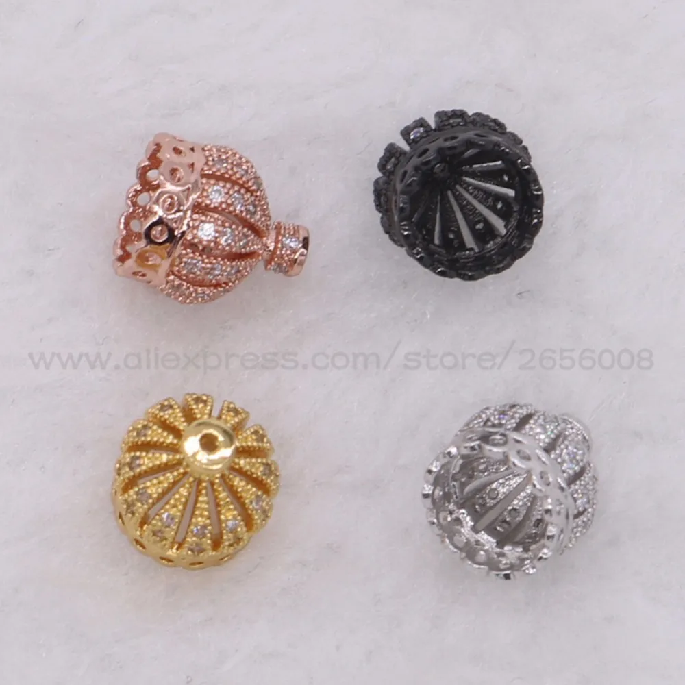 Fashion Crown Micro pave Cubic Zircon tassel Cap Mix colors tiny tassel