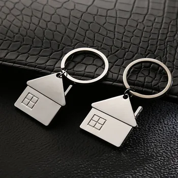 

Metal Mini House Shaped Keychain Cottage Key Ring Free Custom LOGO Gifts for Promotion W9184