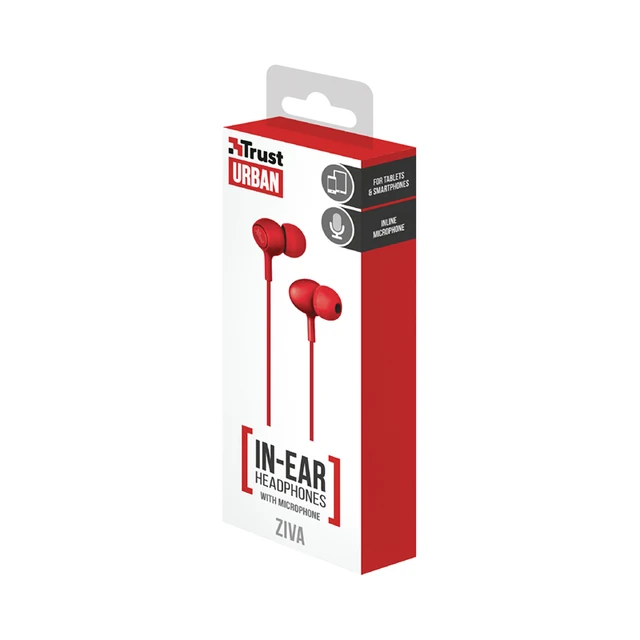 Гарнитура канальная Trust Ziva, цвет: красный