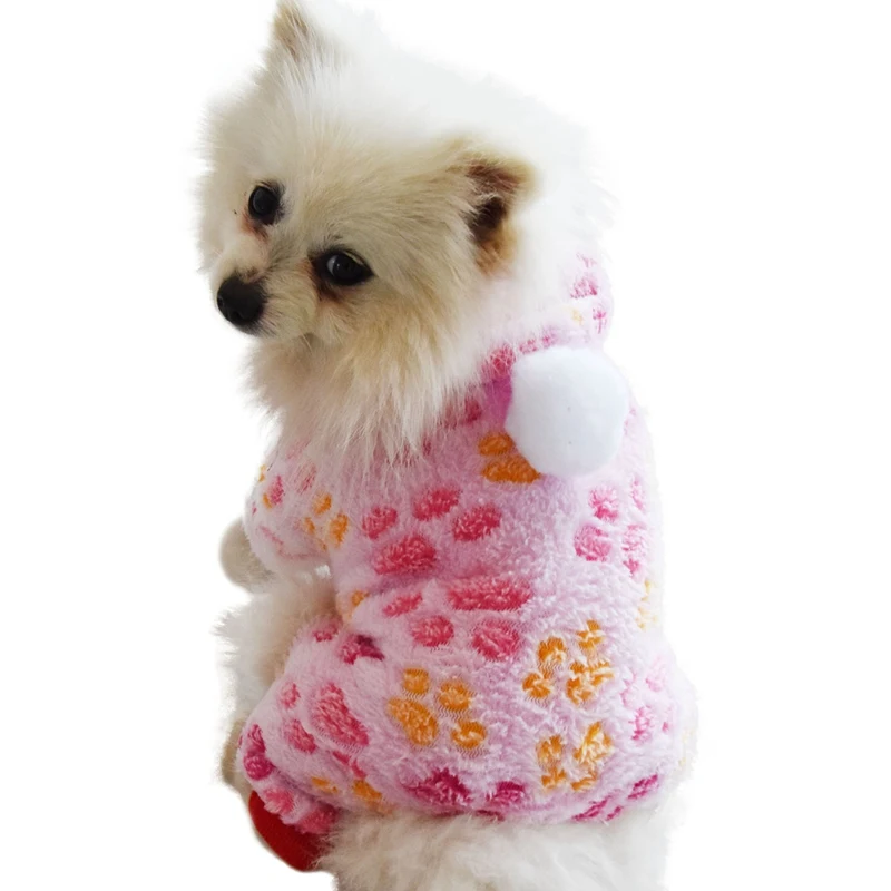 Милый комбинезон для собак теплая постель для щенка, кота Пальто; костюм Pet Костюмы печатных куртка из флиса кораллового цвета для собаки чихуахуа, йоркширского терьера