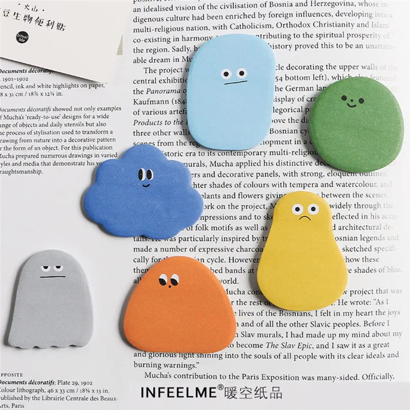 

Cute Kawaii convenient stickers Memo Pad Sticky Notes Stationery Sticker Candy Beans Series Handbook Message Note Cute Wind
