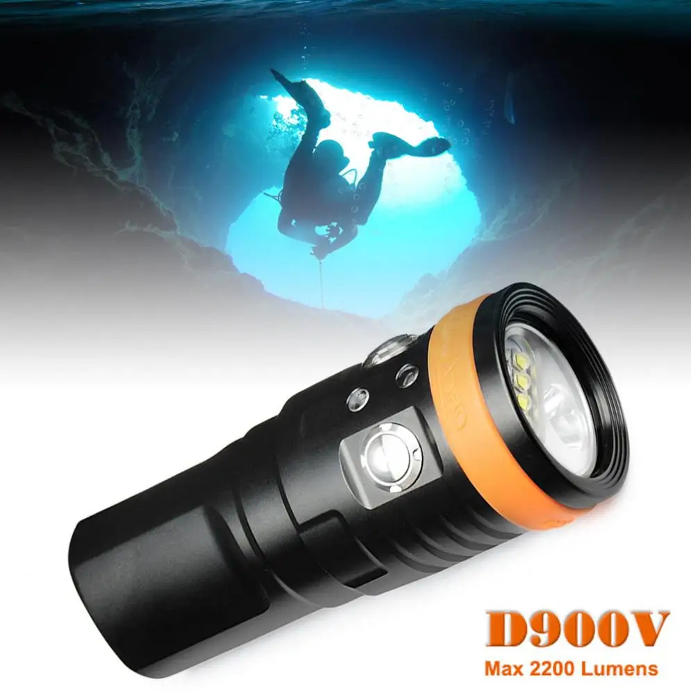 

D900V Waterproof 2200 Lumens LED Diving Flashlight with Underwater 150m and Shock Resistant for Professional Diving