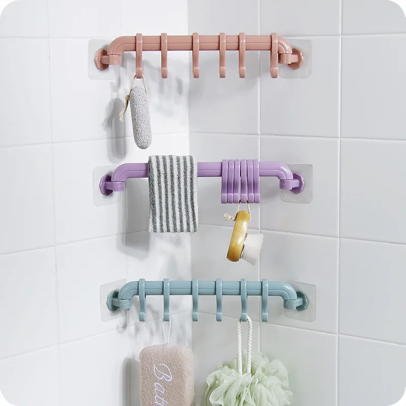 

Plastic Wall Mounted Self-adhesive Hook Hanger towel holder corner shelf organizer Wall Rails Towel storage Rack