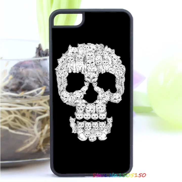 cat skull fashion cover case for iphone 4 4S 5 5S 5C SE 6 plus 6S 7 #4397 |