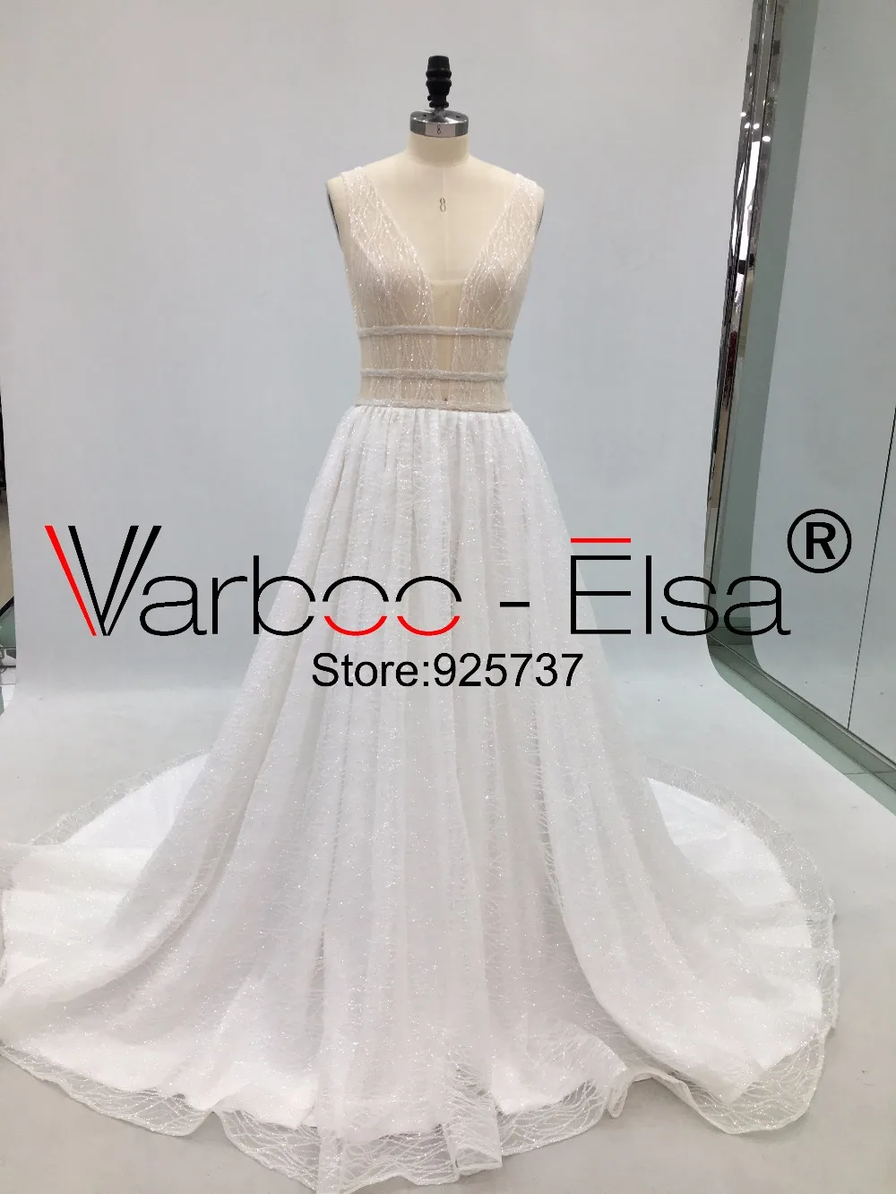 VARBOO_ELSA серебряное блестящее длинное вечернее платье сексуальное платье с двойным глубоким v-образным вырезом для выпускного вечера Элегантное Длинное Платье с открытой спиной robe de soiree