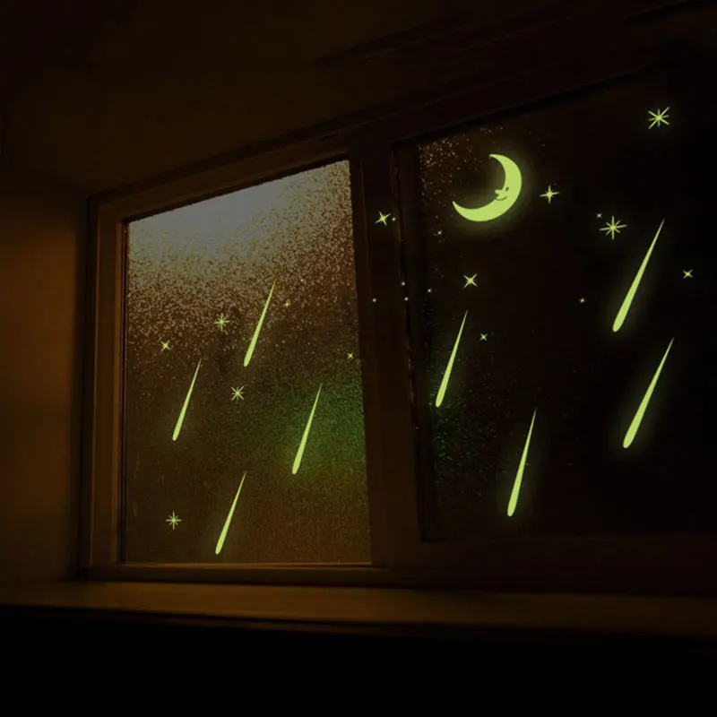 

High Quality Meteor Shower Wall Stickers Sky Star Moon Wall Decals Luminous Stickers Fluorescence Kids Room Bedroom Nursery VE
