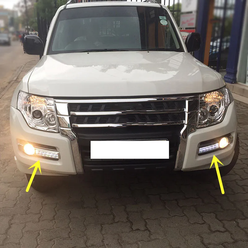 Для Mitsubishi Pajero V93/V97- Белый DRL+ противотуманных фар желтые поворотники