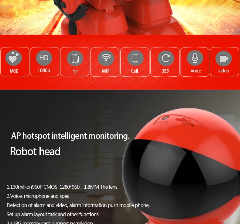 Pengbo 960 P 1.3MP HD Беспроводной Wi-Fi IP Камера робот P2P Ночное видение двухстороннее аудио сети Видеоняни и радионяни IOS Android дистанционного вид
