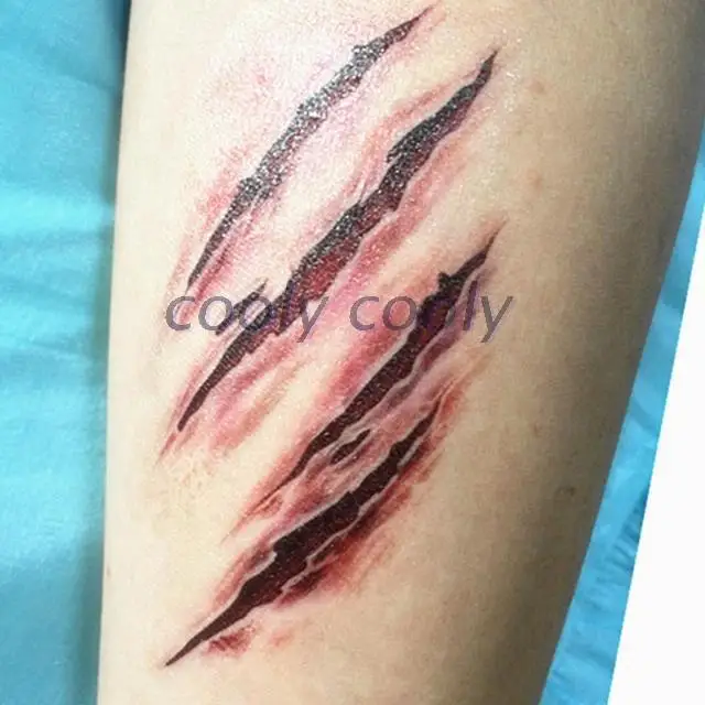 False Wunde Narben Träne Trauma Kratzspuren Werwolf Witz halloween