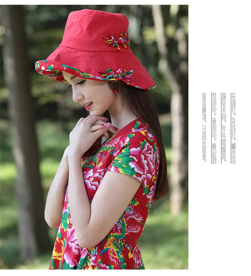 Harajuku Ethnic New Women Bohemian Print Fashion Embroidery Casual Vintage Hat Sun Hats Folk-Custom Summer Ladies Caps Hot