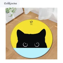 Черный кот мультфильм круглый Нескользящий Впитывающий Коврик для ванны коврик для гостиной спальни ковровое покрытие для пола Infantil