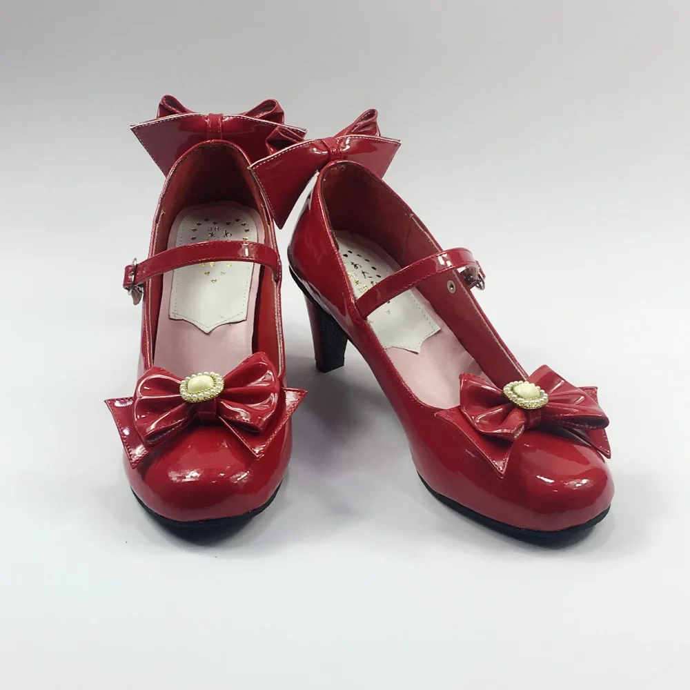 Womens-Bright-Black-Buckle-Strap-Bow-Lolita-Pumps-Thin-Heels-Princess-Cosplay-Lolita-Shoes-10