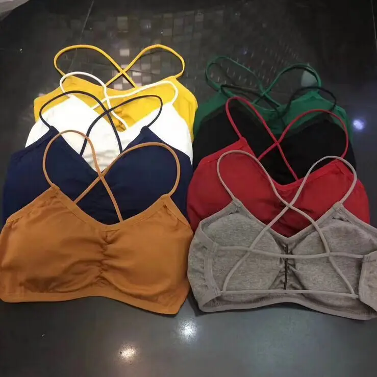 Женские укороченные топы Camisole Camis однотонный бюстгальтер без косточек нижнее