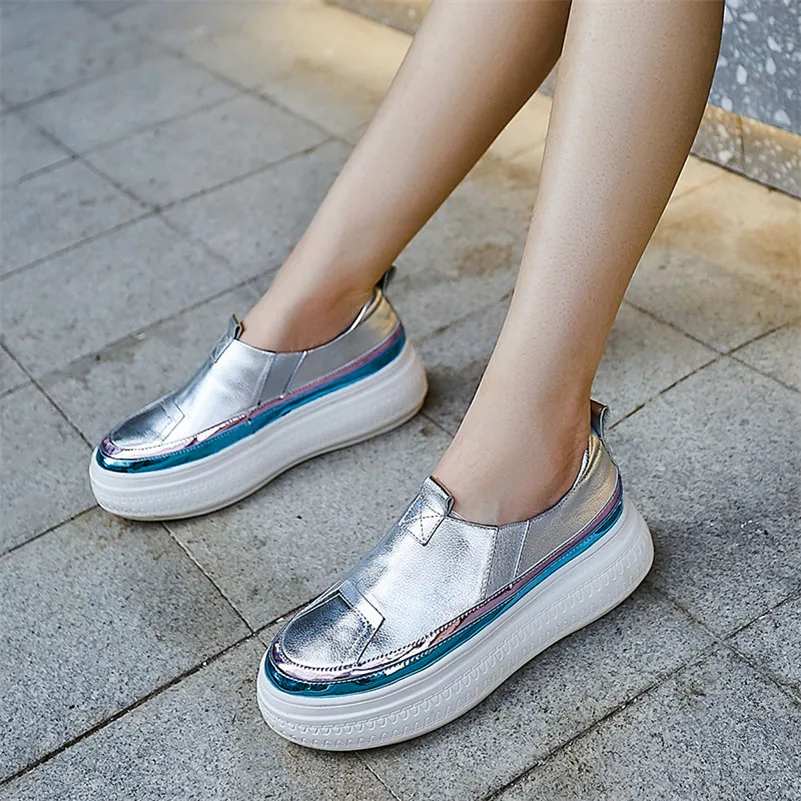 FEDONAS Spring Summer New Round Toe Platform Women Flats Comfortable Breathable Genuine Leather Single Casual Shoes Woman