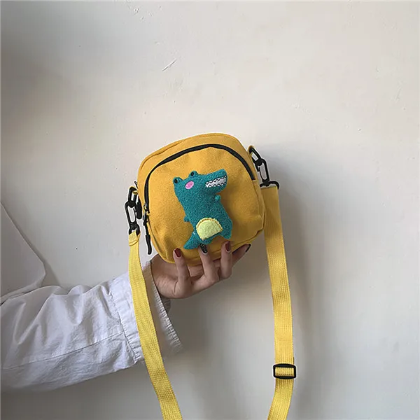 Супер милая Студенческая Холщовая Сумка с рисунком динозавра Kawaii, карман для сотового телефона, карман для монет, сумка на плечо, сумки через плечо на молнии