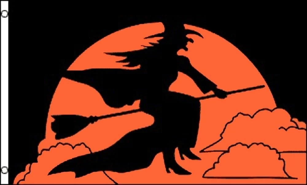 FLYING HALLOWEEN WITCH  3 X 5 FLAG banner FL678 flags 3x5 holiday novelty flags