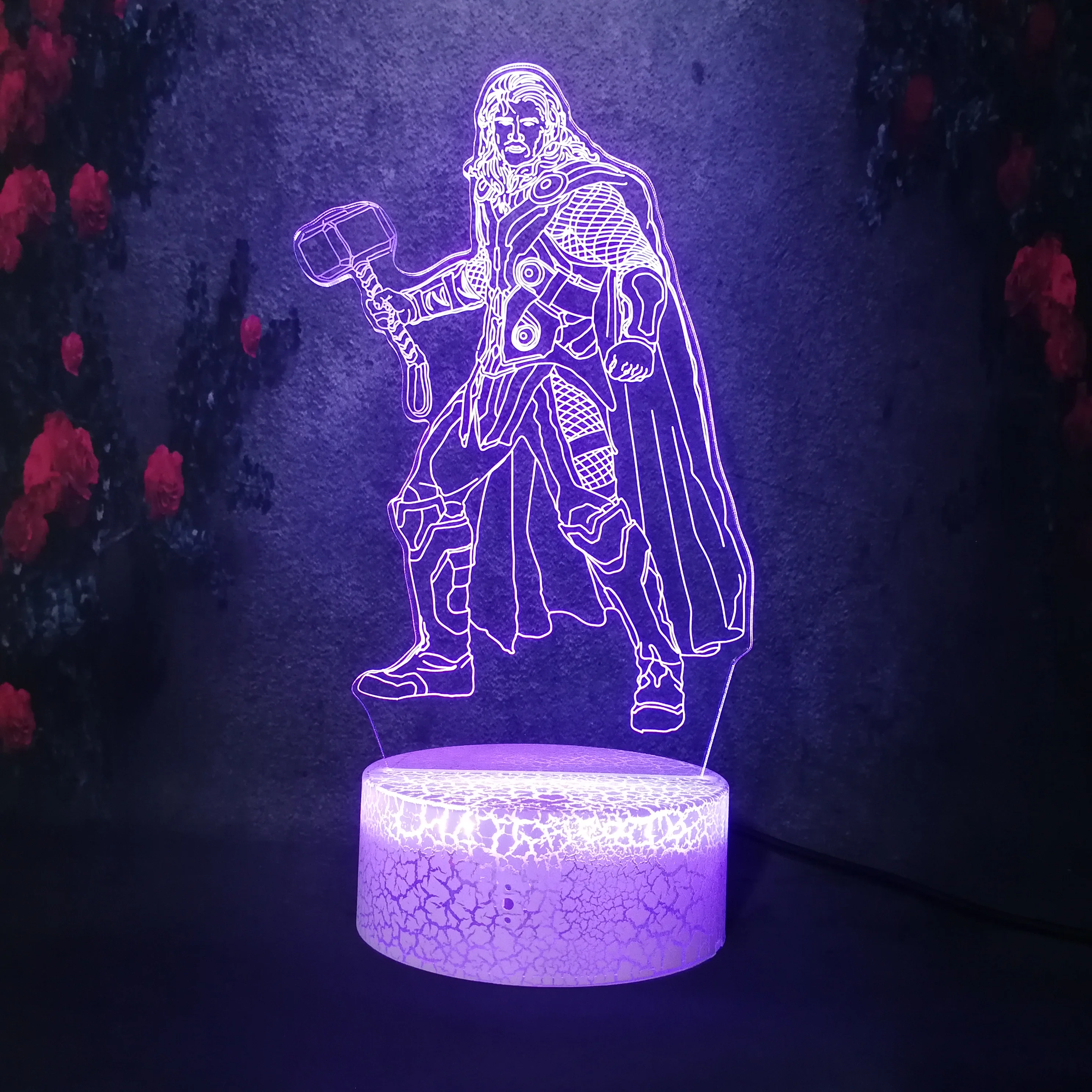 Illusion Marvel Hero Super COOL Thor DIY 3D LED Night Light Desk Lamp 7 color RGB Bulb Christmas Home Decor Kids Gift Flash Toy