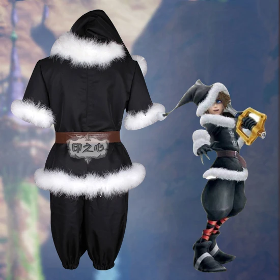 Аниме! Kingdom Hearts Сора черный Форма Косплэй костюм на Хэллоуин Карнавальный наряд для унисекс