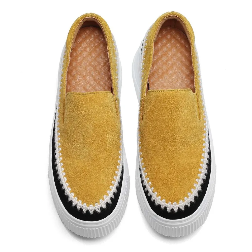 Profonde 2019 Chaussures L8f1 Fond Noir jaune Augmenté Glissement Vulcanisé Suede Couleurs Kid Sur Coince Style Simples Mélangées Épais Peu Haute Casual tsxQrhdCB